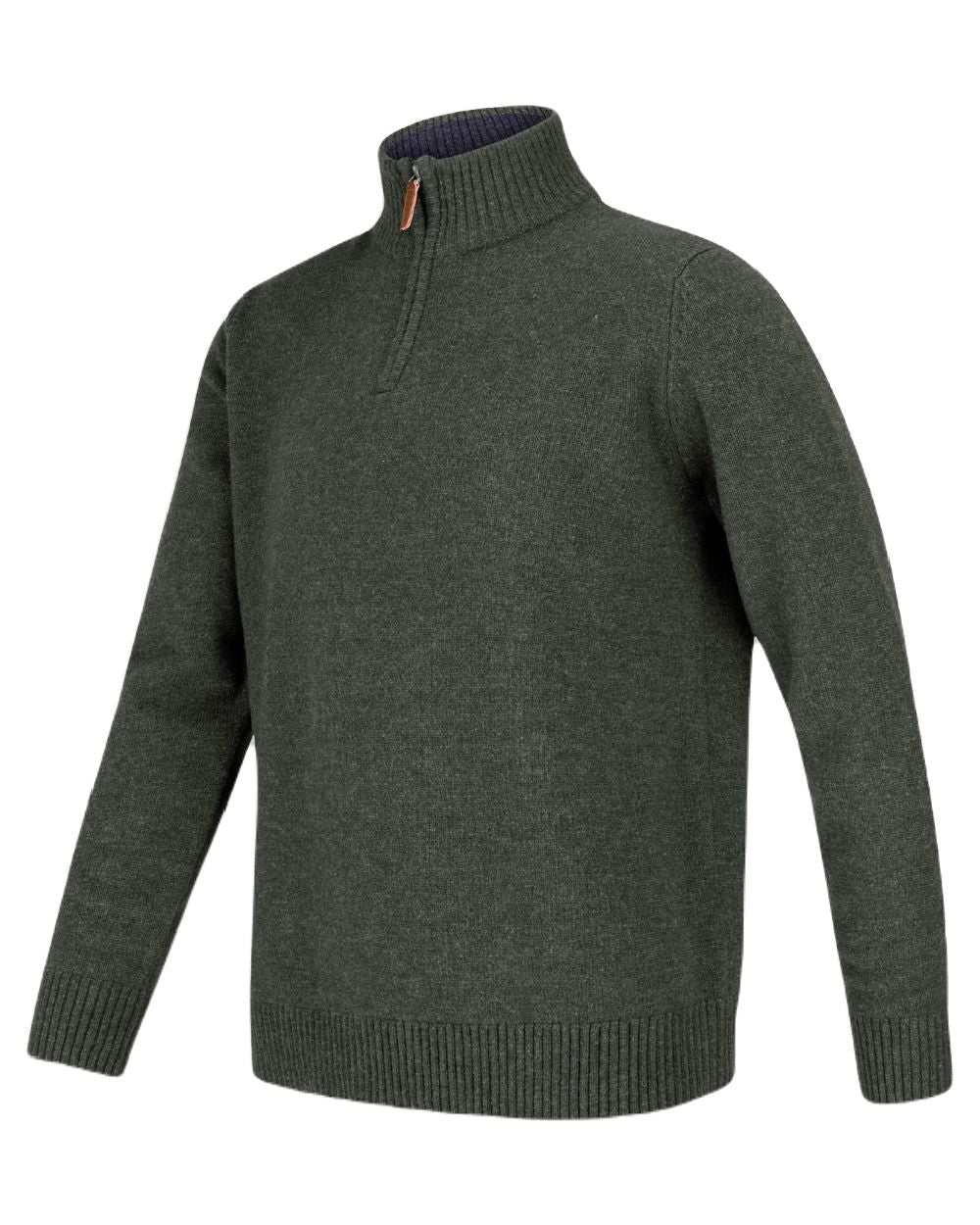 Grey coloured Hoggs of Fife Lothian Zip Neck Pullover Clearance on white background 