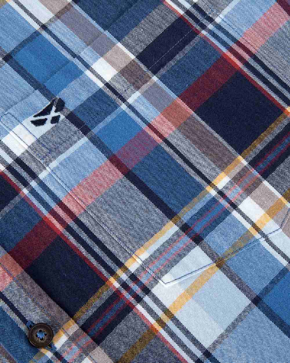 Blue White Check Coloured Hoggs of Fife Luthrie Plaid Shirt on white background 