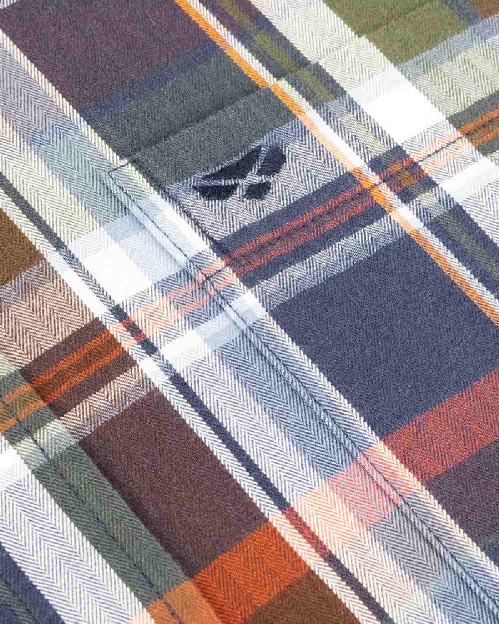 Navy Check Coloured Hoggs of Fife Luthrie Plaid Shirt on white background 