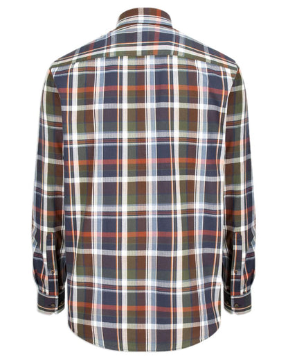 Navy Check Coloured Hoggs of Fife Luthrie Plaid Shirt on white background 