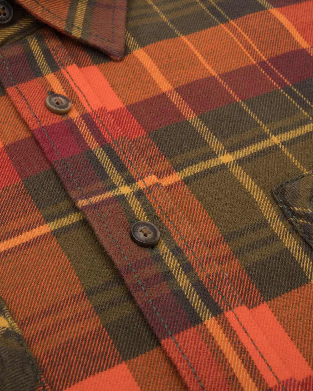 Autumn Green Orange Coloured Hoggs of Fife Luxury Cotton Hunting Shirt on white background 