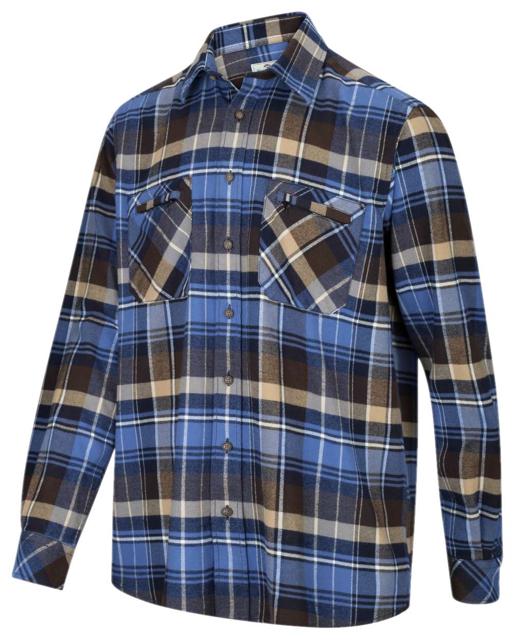 Countrysport Blue Brown Coloured Hoggs of Fife Luxury Cotton Hunting Shirt on white background 
