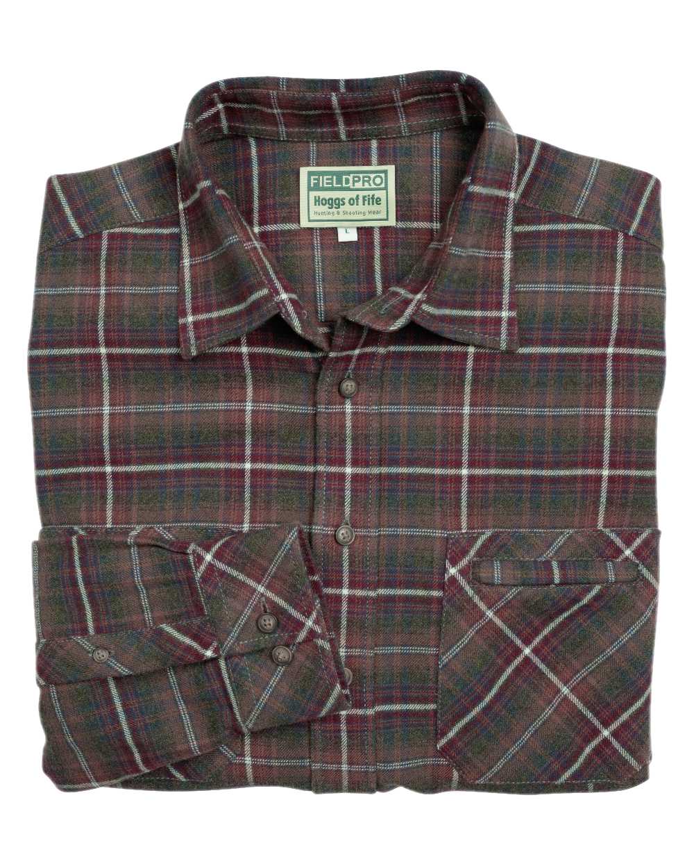 Countrysport Olive Wine Coloured Hoggs of Fife Luxury Cotton Hunting Shirt on white background 
