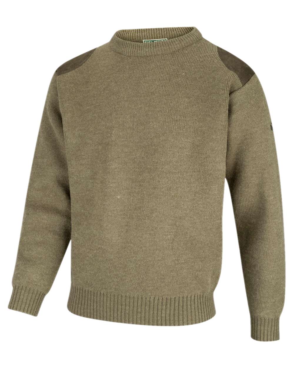 Marled Green Coloured Hoggs of Fife Melrose Hunting Pullover on white background 