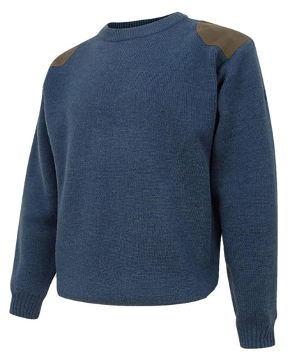 Marled Navy Coloured Hoggs of Fife Melrose Hunting Pullover on white background 