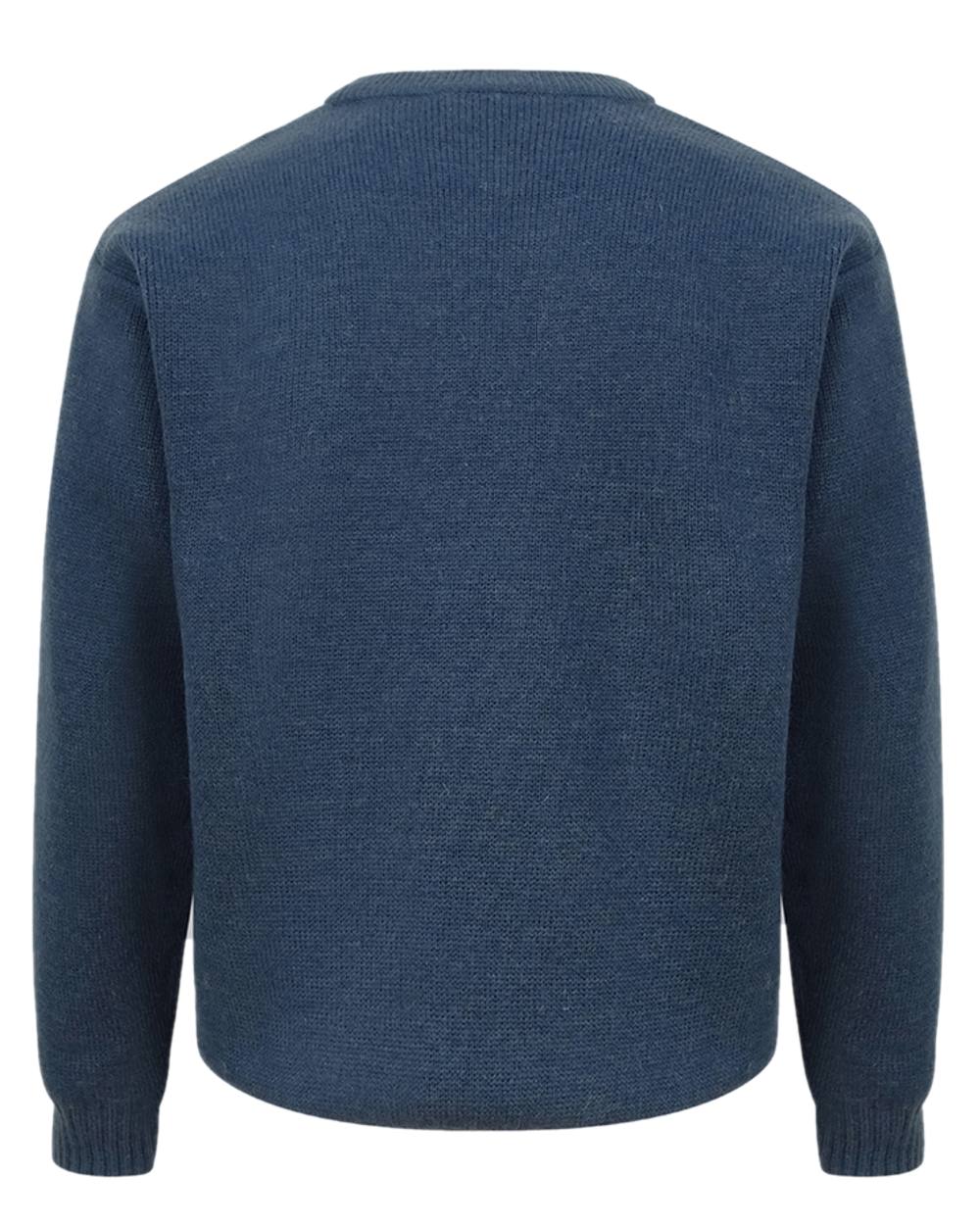 Marled Navy Coloured Hoggs of Fife Melrose Hunting Pullover on white background 