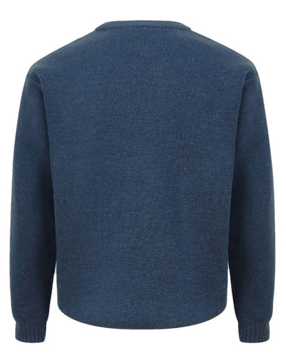 Marled Navy Coloured Hoggs of Fife Melrose Hunting Pullover on white background 