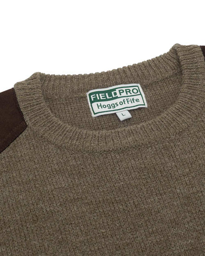 Meadow Green coloured Hoggs of Fife Melrose II Crew Pullover on white background 