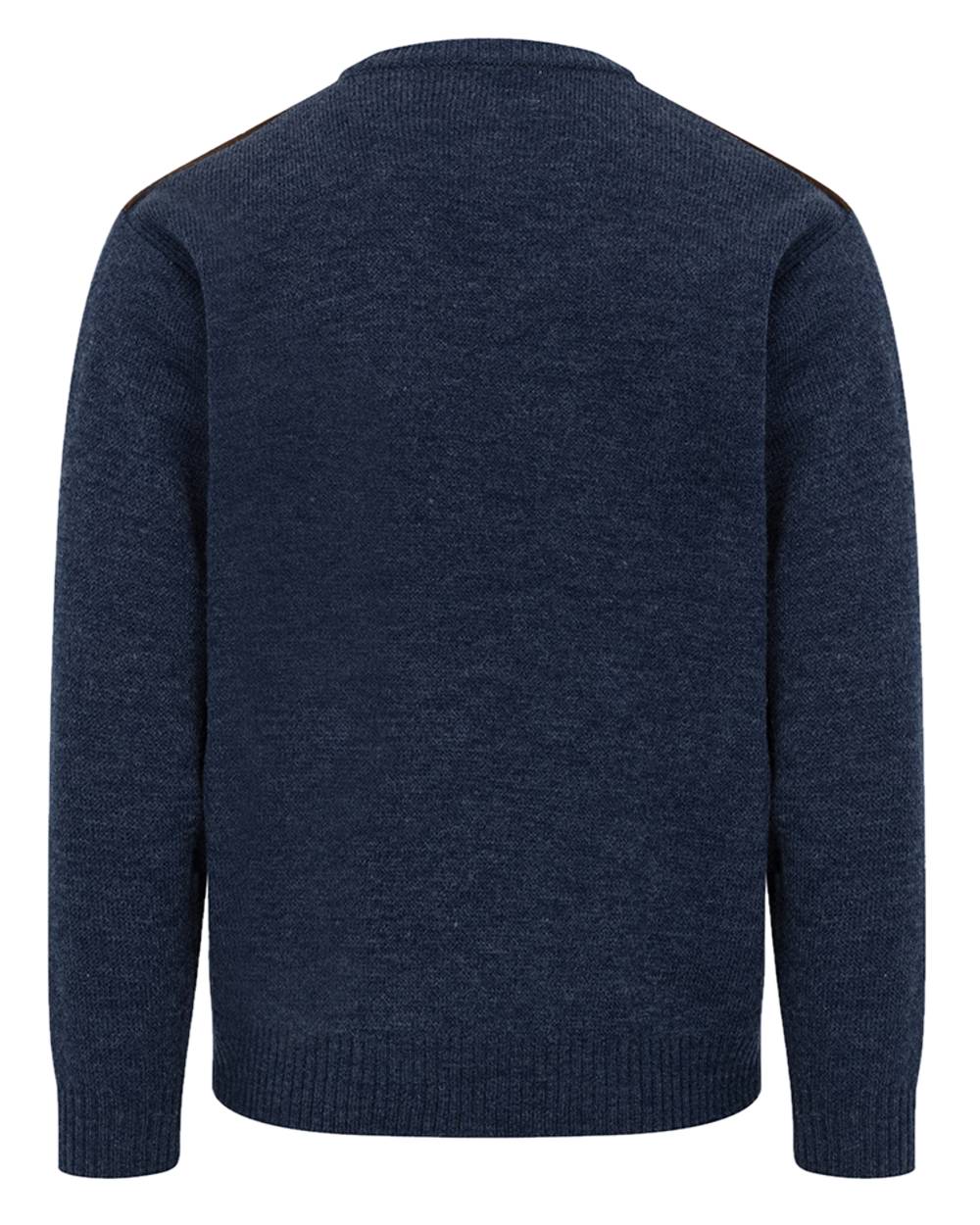 Storm Blue coloured Hoggs of Fife Melrose II Crew Pullover on white background 