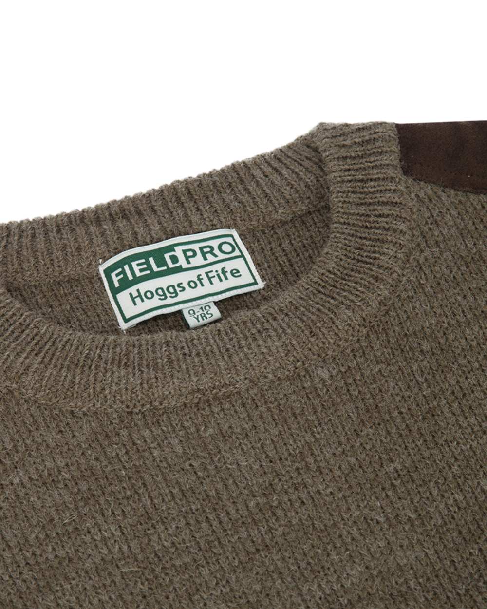 Meadow Green Marl Coloured Hoggs of Fife Melrose II Junior Hunting Pullover on white background 