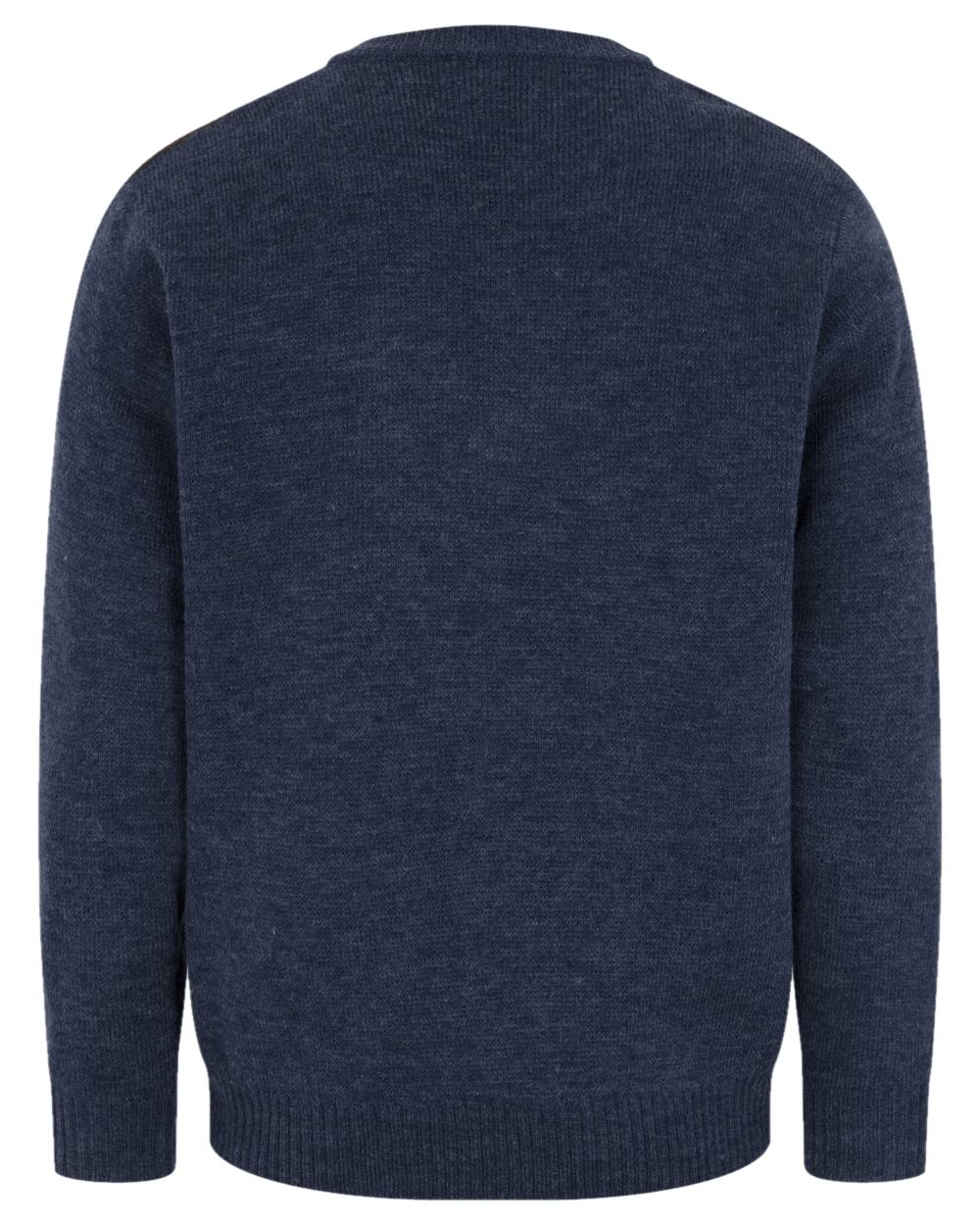 Storm Blue coloured Hoggs of Fife Melrose II V Neck Pullover on white background 