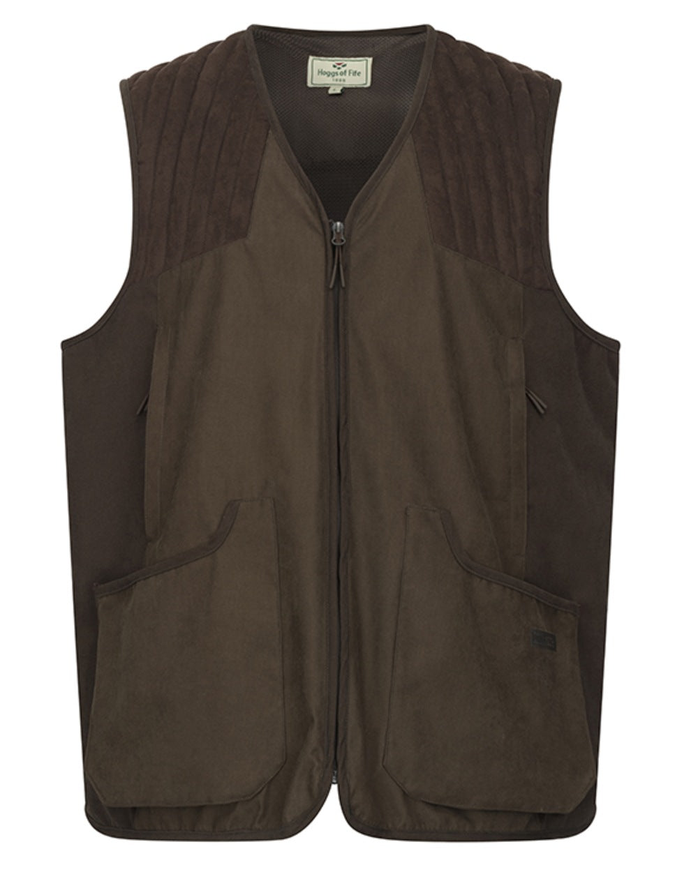 Dark Olive coloured Hoggs of Fife Mens Ardross Pro Field Gilet on white background 