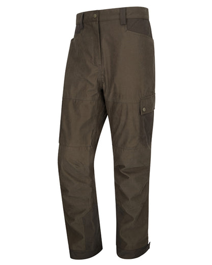 Dark Olive coloured Hoggs of Fife Mens Ardross Pro Waterproof Field Trousers on white background 