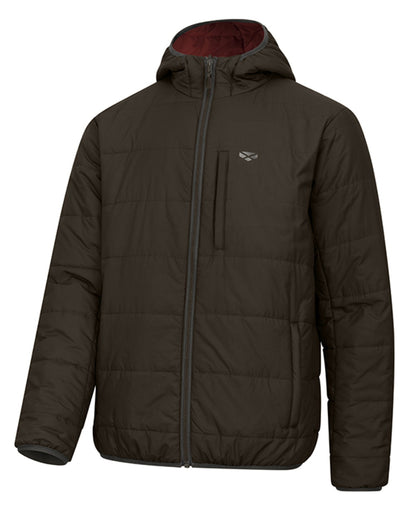 Olive coloured Hoggs of Fife Mens Aviemore Reversible Insulated Jacket on white background 