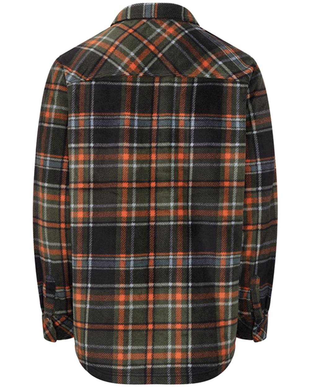 Green Rust coloured Hoggs of Fife Mens Balbeggie Fleece Shacket on white background 