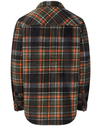 Green Rust coloured Hoggs of Fife Mens Balbeggie Fleece Shacket on white background 