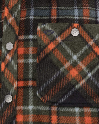 Green Rust coloured Hoggs of Fife Mens Balbeggie Fleece Shacket on white background 
