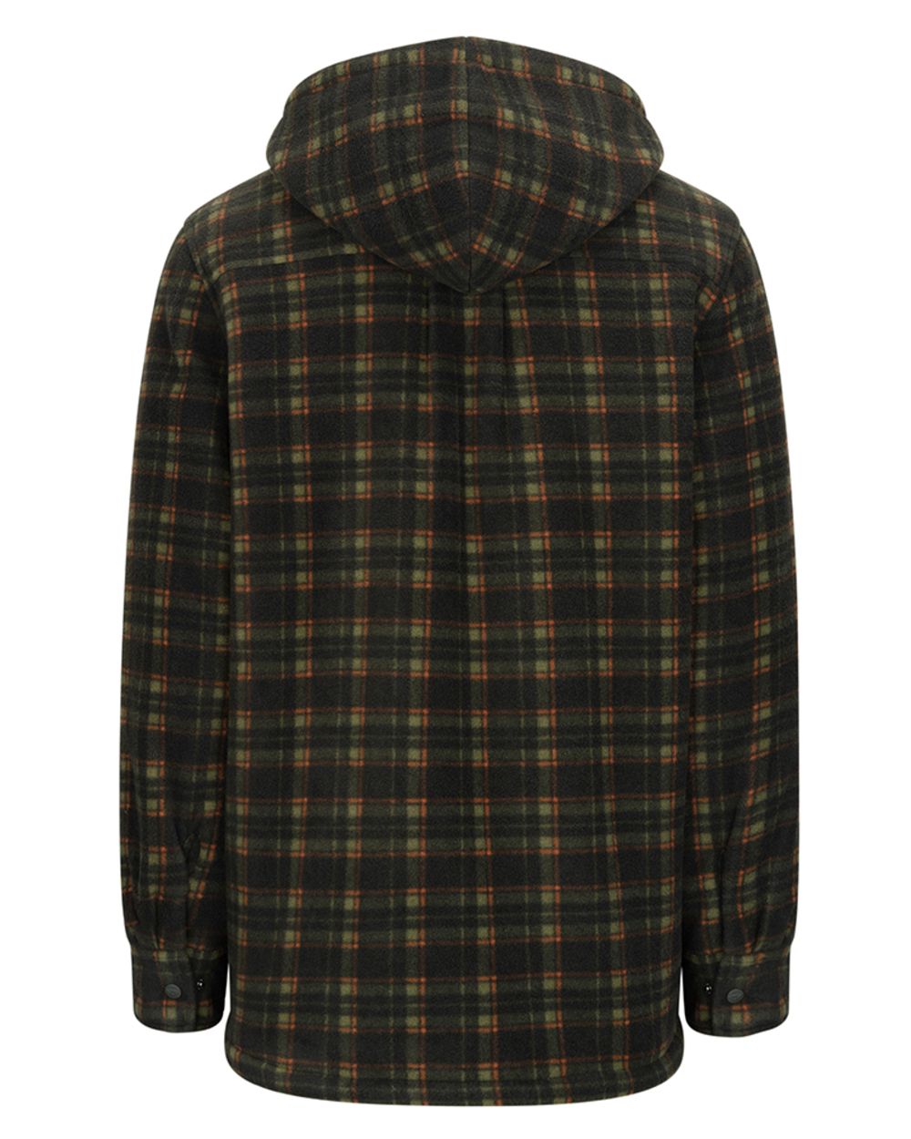 Green Coloured Hoggs of Fife Mens Caithness Hooded Fleece Shacket on white background 