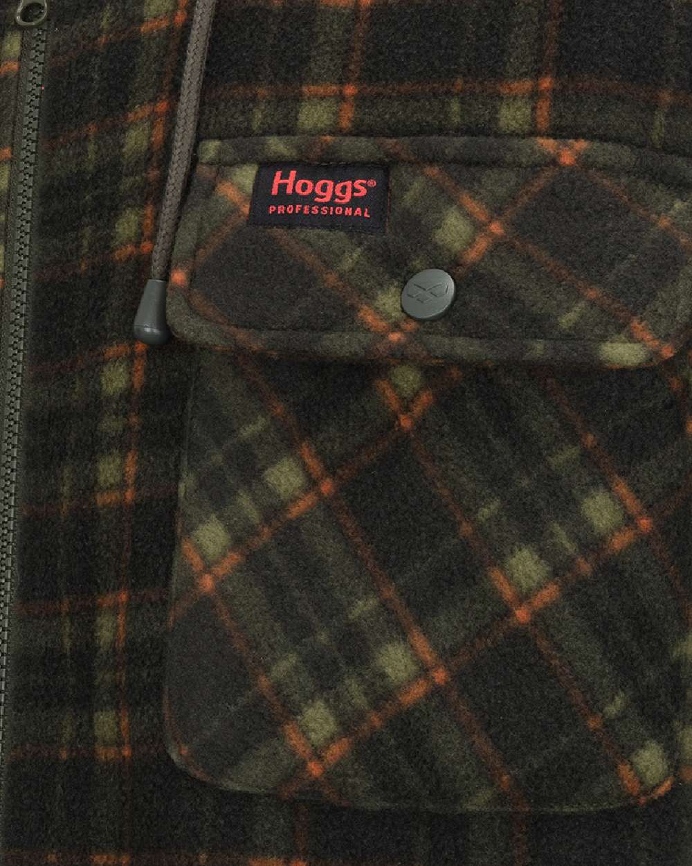 Green Coloured Hoggs of Fife Mens Caithness Hooded Fleece Shacket on white background 