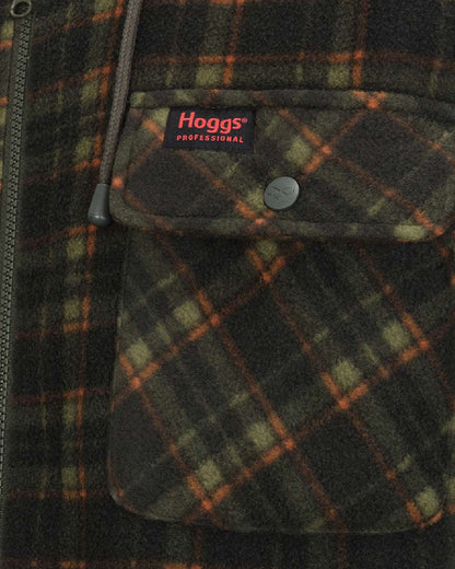 Green Coloured Hoggs of Fife Mens Caithness Hooded Fleece Shacket on white background 