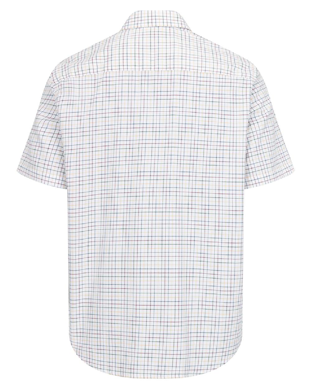 Green Gold Coloured Hoggs of Fife Mens Callum Short Sleeve Tattersall Shirt on white background 