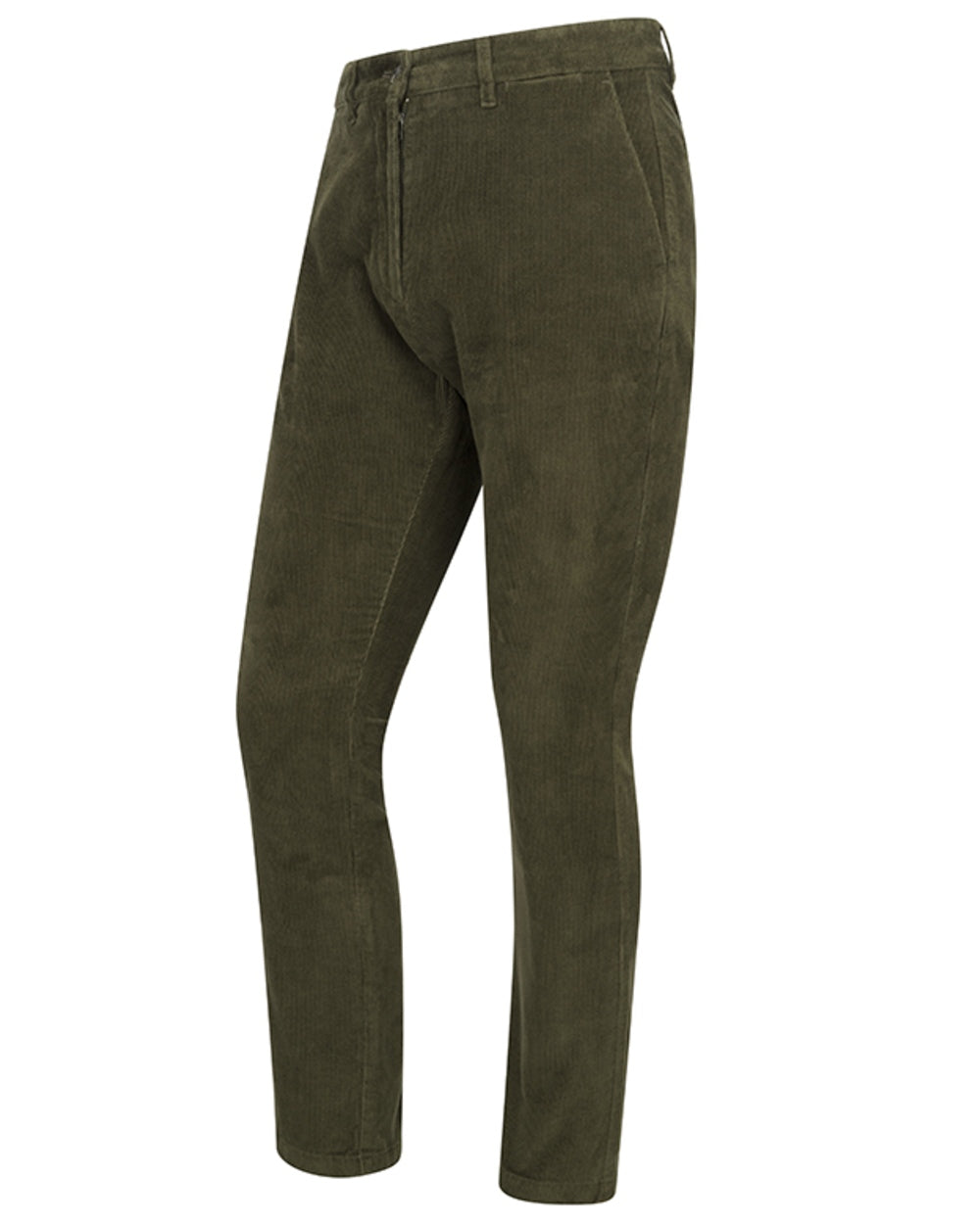 Olive Green coloured Hoggs of Fife Mens Crieff Cord Trousers on white background 