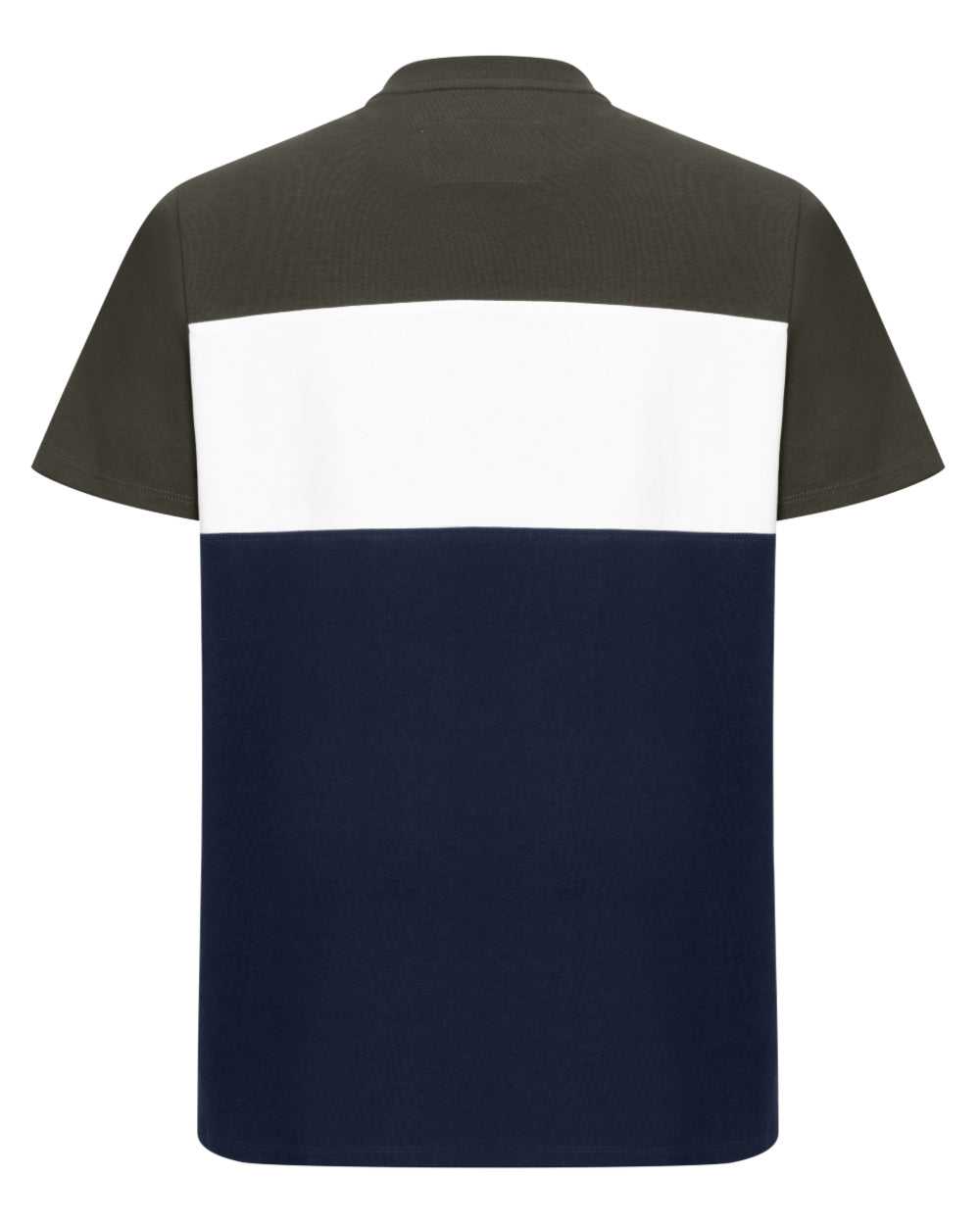 Forest White Navy Coloured Hoggs of Fife Mens Dalbeattie Colour Block T-Shirt on white background 