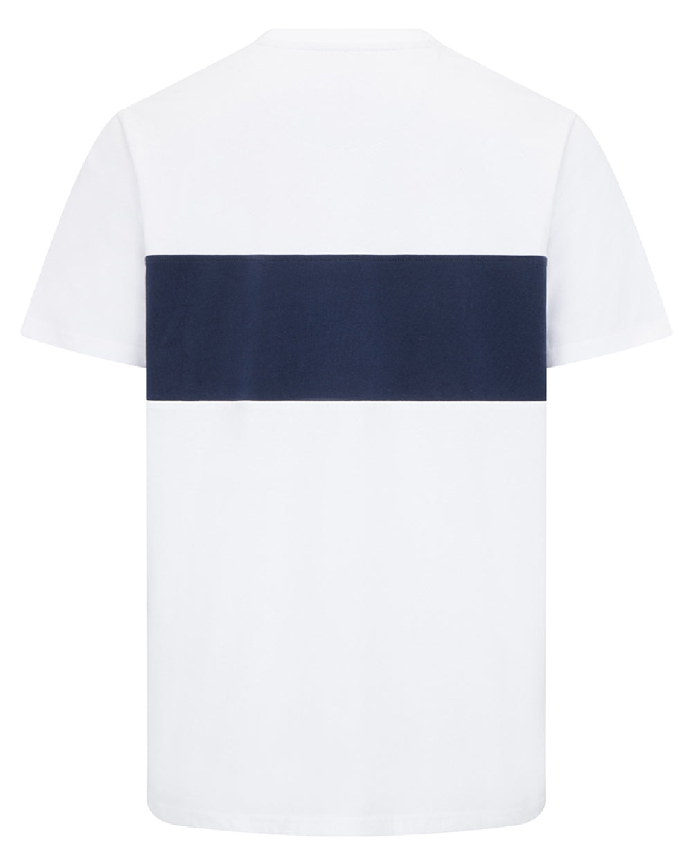 White Navy White Coloured Hoggs of Fife Mens Dalbeattie Colour Block T-Shirt on white background 