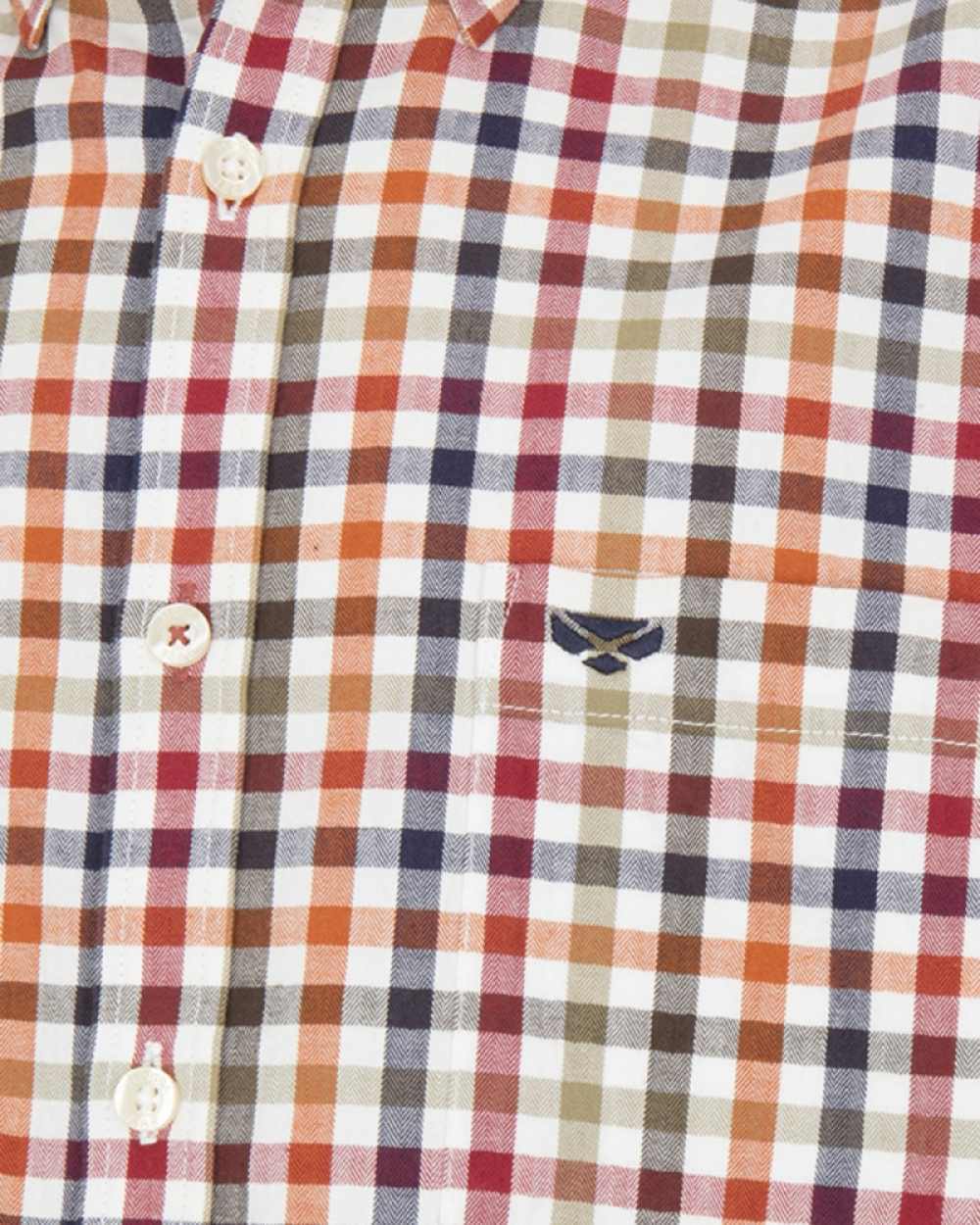 Rust Olive coloured Hoggs of Fife Mens Douglas Twill Shirt close up 