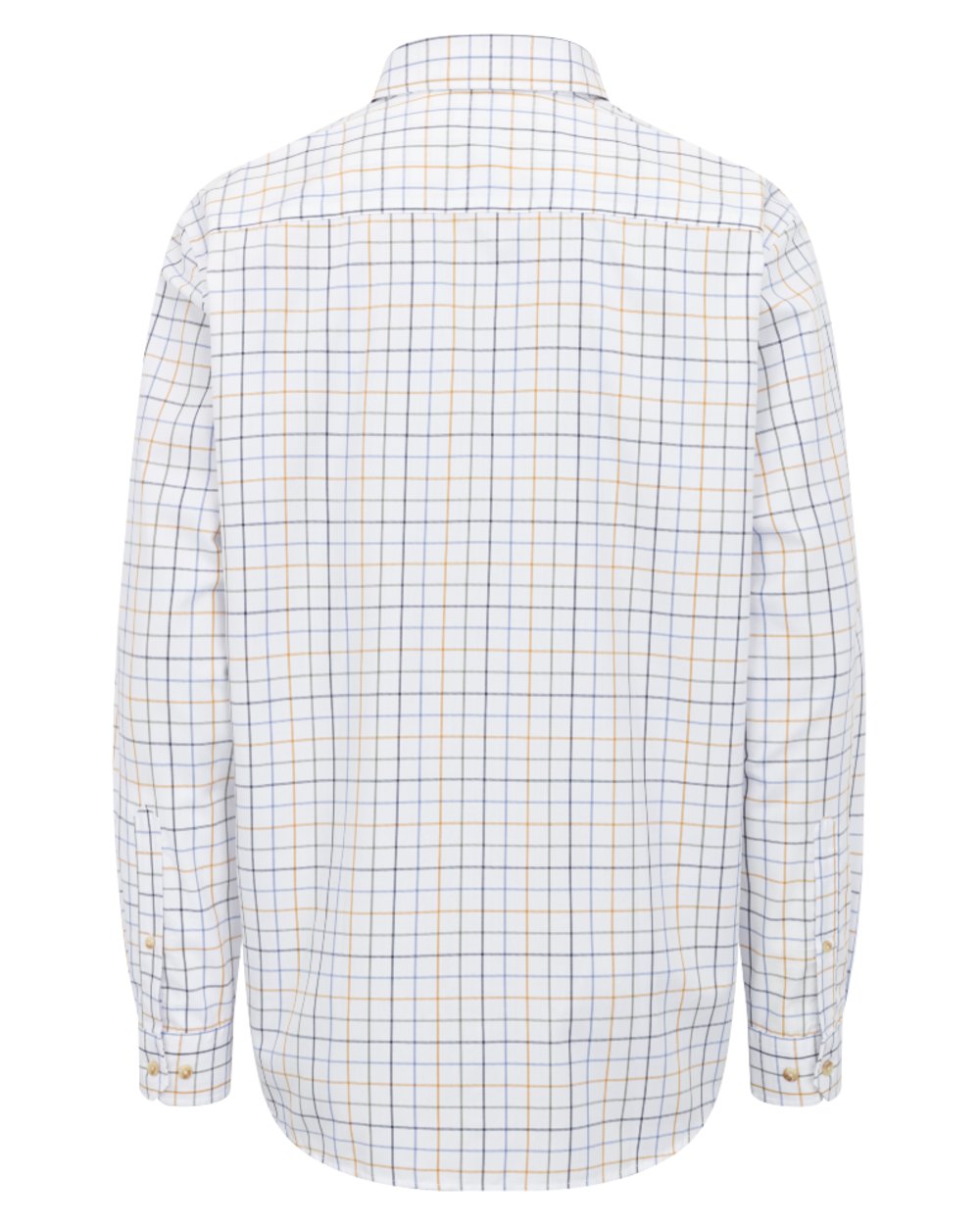 Blue Green Gold coloured Hoggs of Fife Mens Fernie Bamboo Shirt on white background 