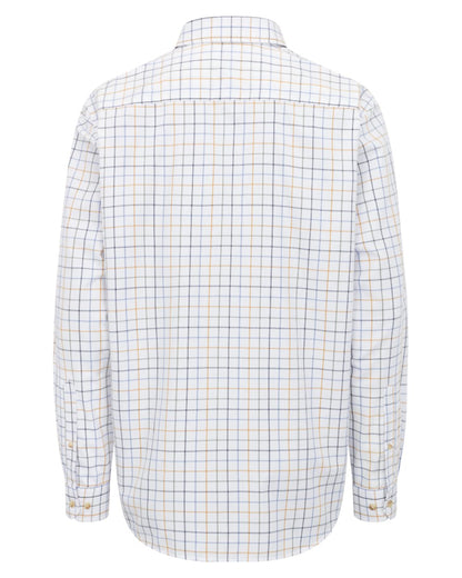 Blue Green Gold coloured Hoggs of Fife Mens Fernie Bamboo Shirt on white background 