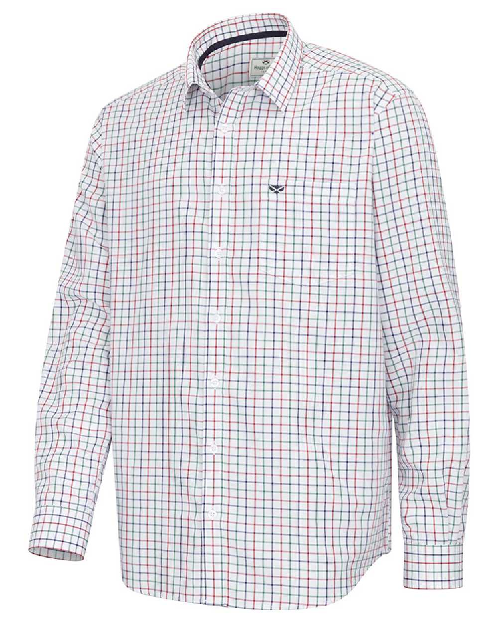 Green Red Navy Coloured Hoggs of Fife Mens Fernie Bamboo Shirt on white background 