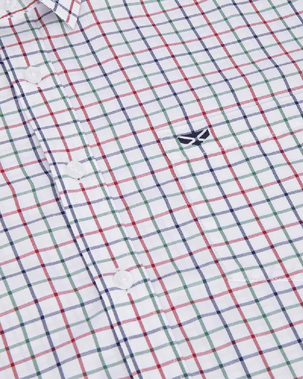 Green Red Navy Coloured Hoggs of Fife Mens Fernie Bamboo Shirt on white background 