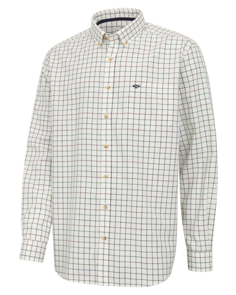 Navy Green Wine coloured Hoggs of Fife Mens Fernie Bamboo Shirt on white background 