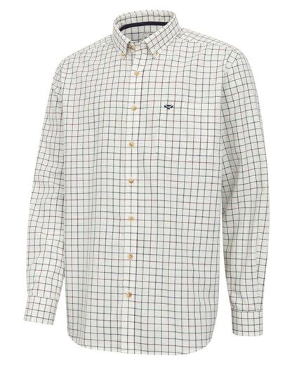 Navy Green Wine coloured Hoggs of Fife Mens Fernie Bamboo Shirt on white background 