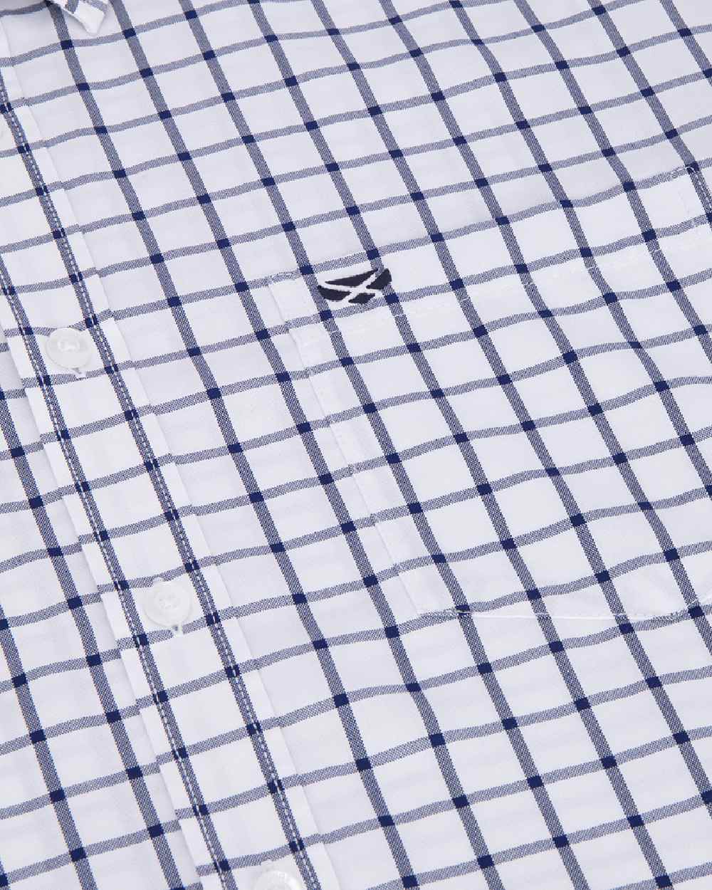 Navy White Coloured Hoggs of Fife Mens Fernie Bamboo Shirt on white background 