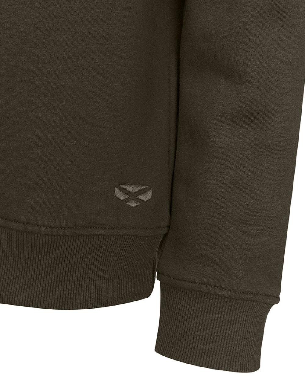 Forest Coloured Hoggs of Fife Mens Galloway 1888 Plain Quarter Zip Sweatshirt on white background 