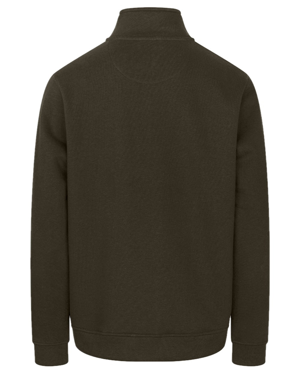 Forest Coloured Hoggs of Fife Mens Galloway 1888 Plain Quarter Zip Sweatshirt on white background 