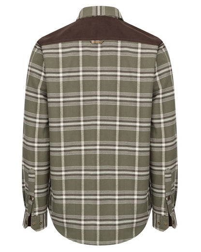 Forest Olive coloured Hoggs of Fife Mens Glendale Hunting Shirt on white background 