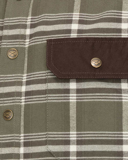Forest Olive coloured Hoggs of Fife Mens Glendale Hunting Shirt on white background 