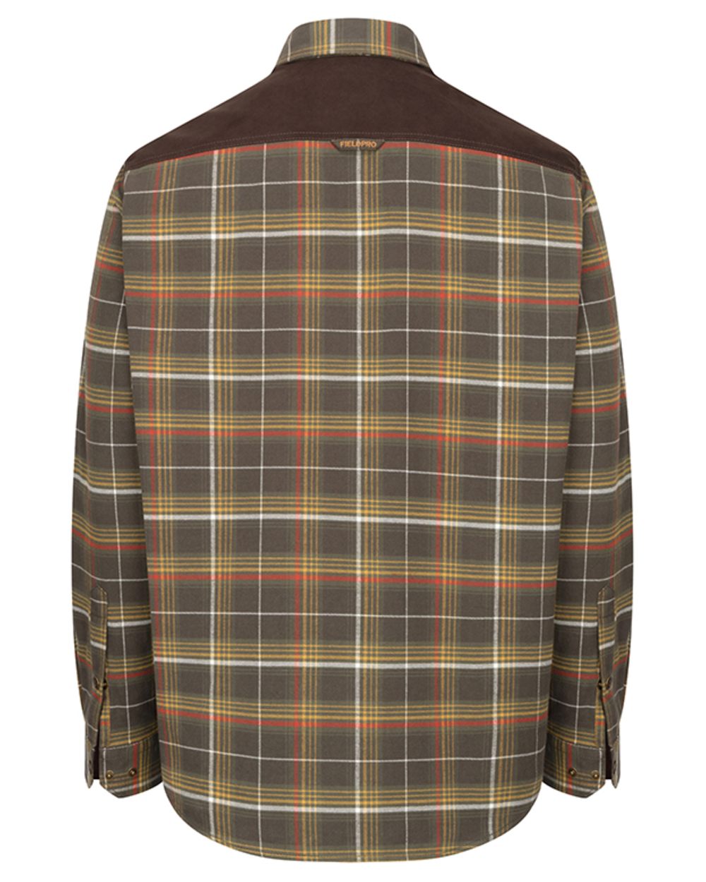 Olive Gold coloured Hoggs of Fife Mens Glenmore Hunting Shirt on white background 