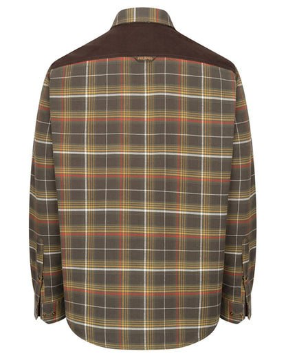 Olive Gold coloured Hoggs of Fife Mens Glenmore Hunting Shirt on white background 