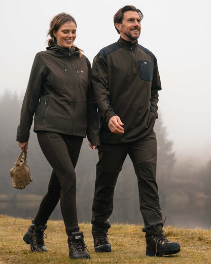 Green Black coloured Hoggs of Fife Mens Green King Active Utility Trousers on outdoor background 