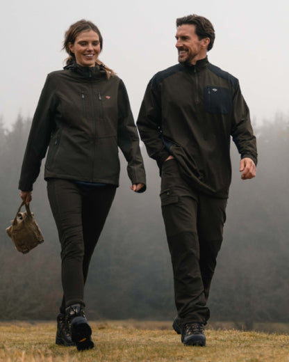 Green Black coloured Hoggs of Fife Mens Green King Active Utility Trousers on outdoor background 