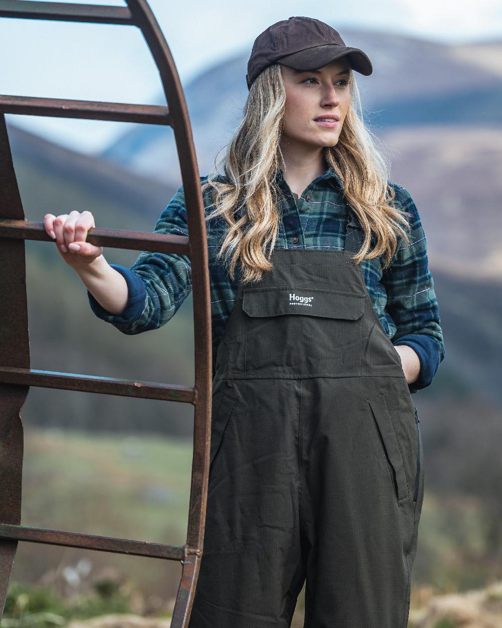 Green coloured Hoggs of Fife Mens Green King II Thermal Bib &amp; Braces on outdoor background 