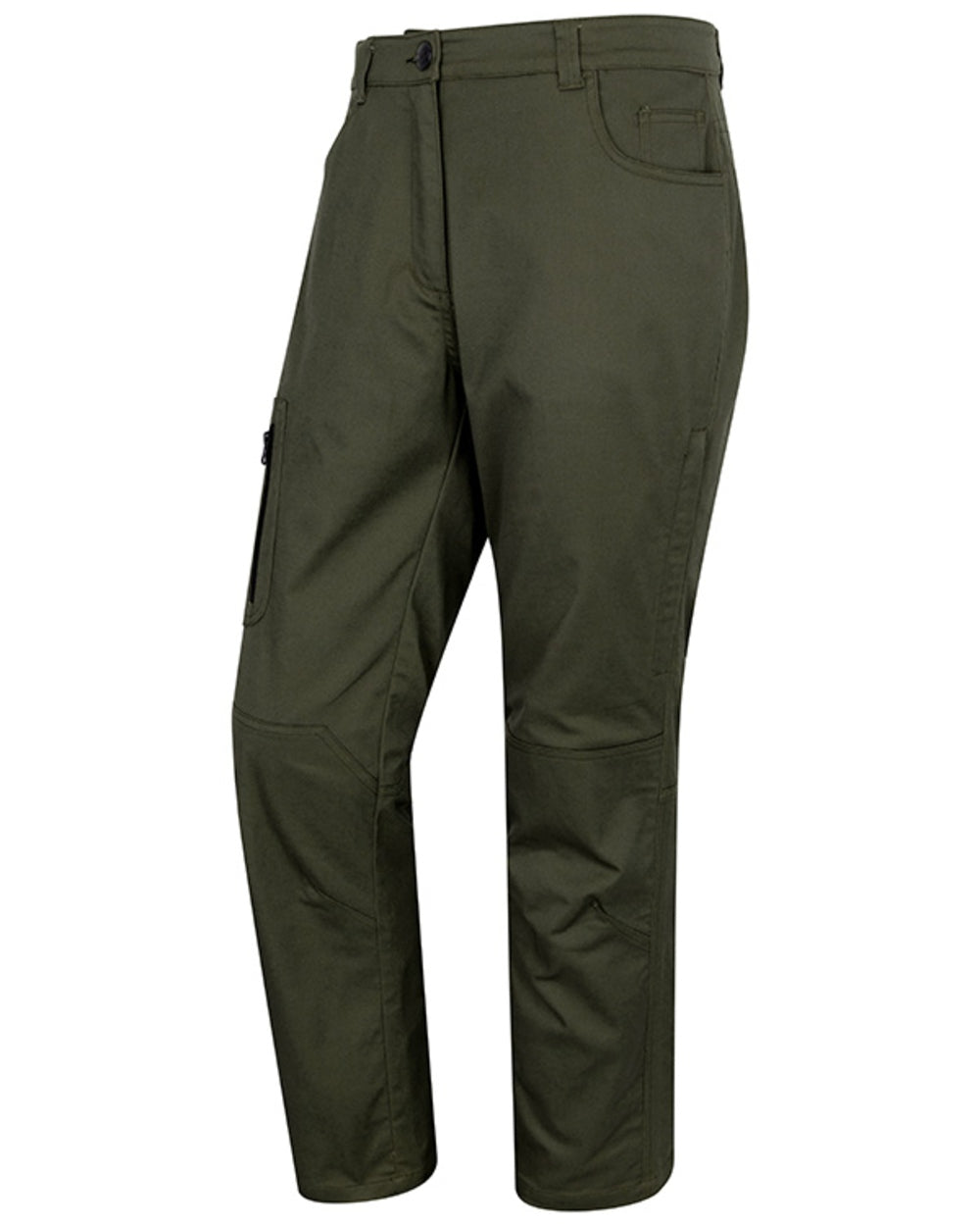 Rifle Green coloured Hoggs of Fife Mens Green King Thermal Utility Trousers on white background 