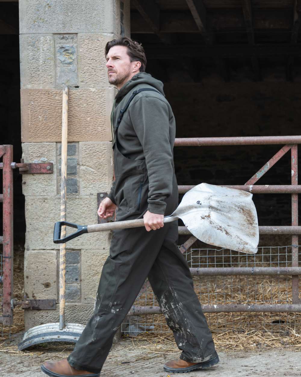 Forest Lovat coloured Hoggs of Fife Mens Hoodie on outdoor background 