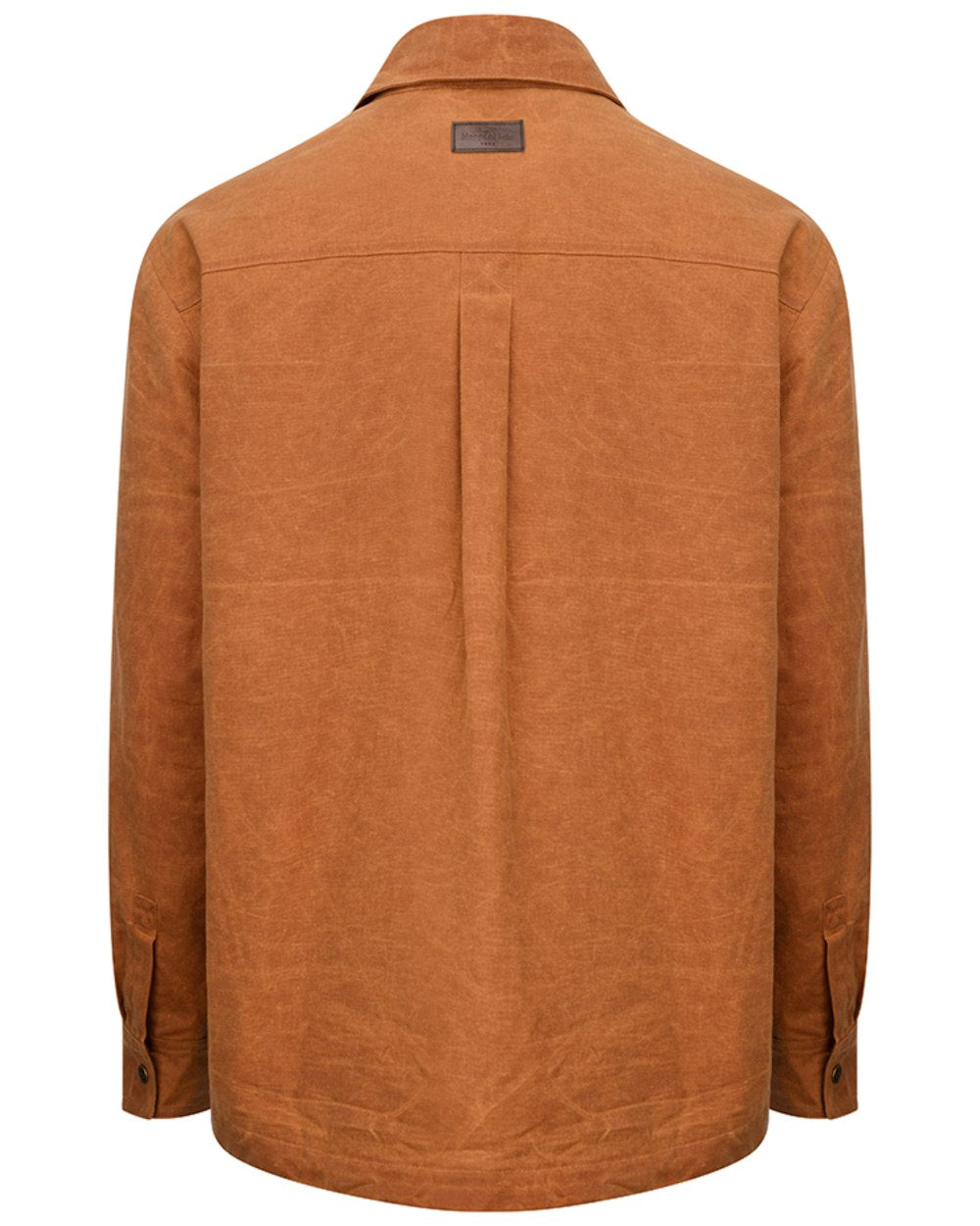 Caramel coloured Hoggs of Fife Mens Huntly Waxed Canvas Utility Overshirt on white background 