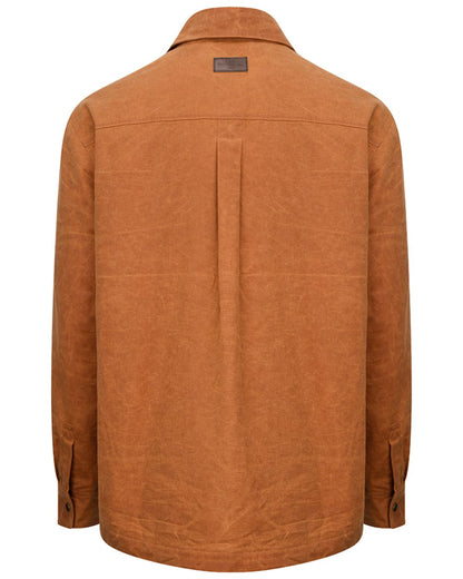 Caramel coloured Hoggs of Fife Mens Huntly Waxed Canvas Utility Overshirt on white background 