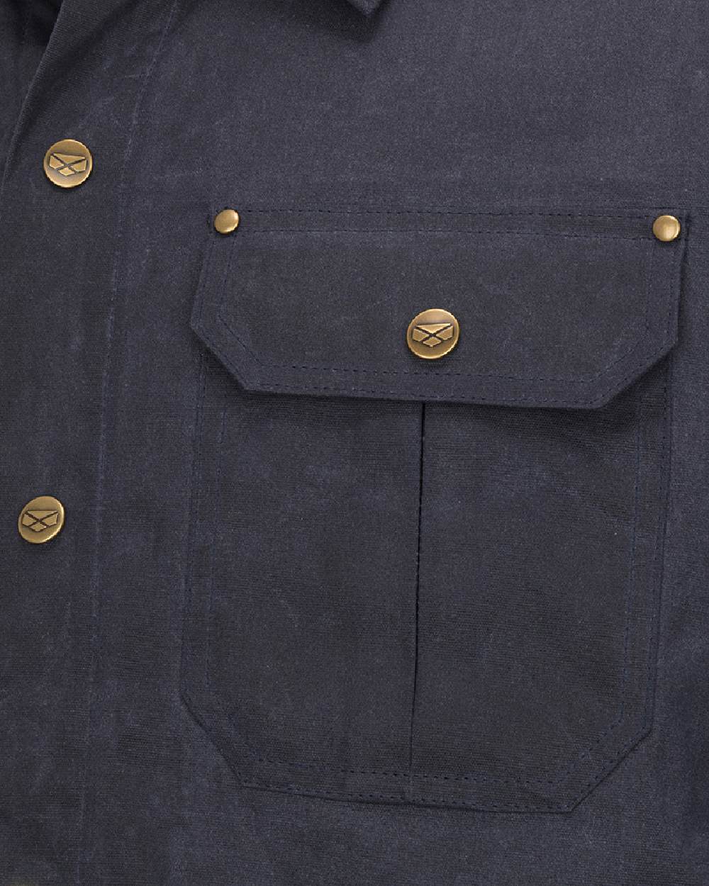 Midnight Navy Coloured Hoggs of Fife Mens Huntly Waxed Canvas Utility Overshirt on white background 